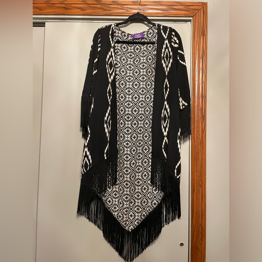 Black and White Fringe Cardigan